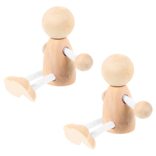 LALAFINA 2St hölzerner Mann holzfiguren DIY Holzspielzeug Kinderspielzeug Peg-Puppe Puppen für holziges unbemalte Puppe Holzpuppe DIY-Malpuppen Puppen malen von LALAFINA