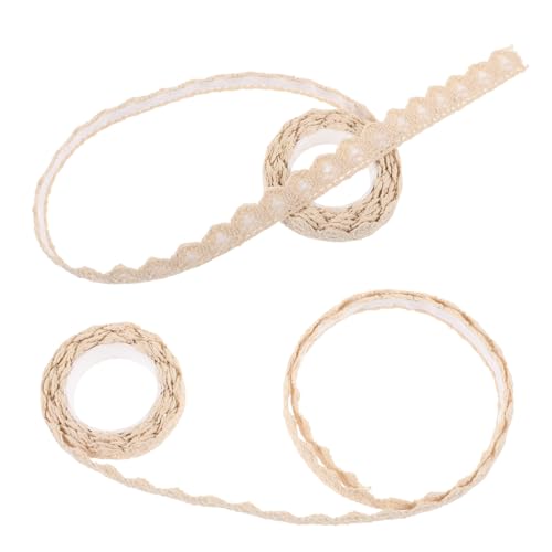 LALAFINA 2pcs Klebeband Klebstoff Maskierung Funkeln Spitzenband Aufkleber Schleife Pastell Urlaub Bastelband Spitzenbesatzband Scrapbooking-handwerk Klebriges Handwerk Beige von LALAFINA