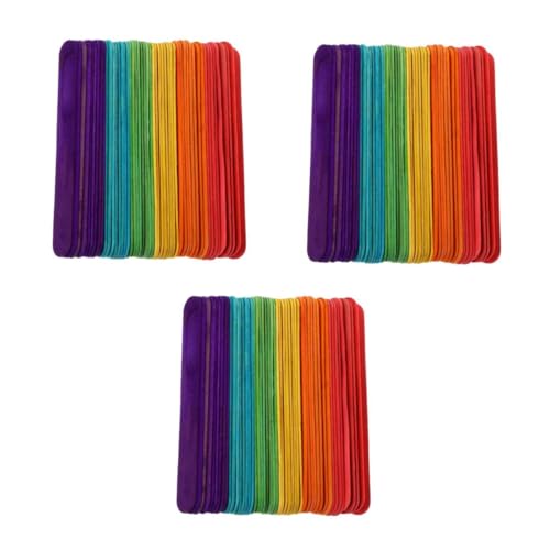 LALAFINA 3 Sätze Eisstock Aus Holz Riesige Farbige Eisstiele Lolly-pop-sticks Jumbo-wachsstangen Regenbogen-twirler-stick Bastelstäbchen Masse Kuchenstangen Wachsstift Hölzern 100 Stück * 3 von LALAFINA