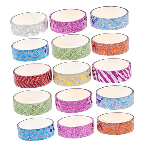 LALAFINA 3 Sätze Glitzerband Wiederverwendbar Klebeband The Washi Tape Notizbuch Dekoration Farbige Aufkleber Punkt Diy Washi Tapes Glitzerndes Puderband Washi Glitzerpuder 20 Stücke * 3 von LALAFINA