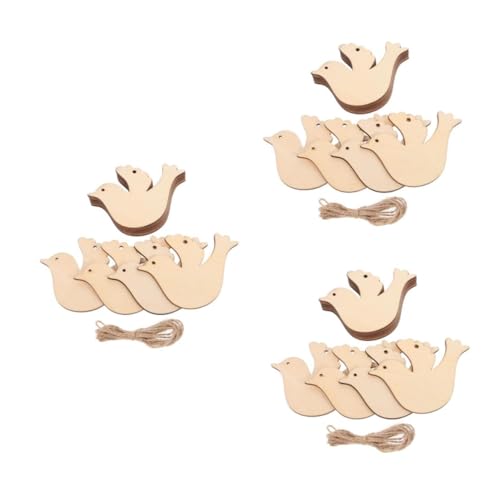 LALAFINA 3 Sätze Holzvogel-hängeornament Taubenholzspäne Mini-tauben Zum Basteln Tier-diy-bastelausschnitte Vogel-diy-bastelausschnitte Taube Ornamente Taubenmarken Hanfseil 20 Stück * 3 von LALAFINA