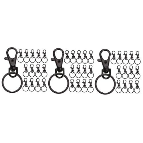 LALAFINA 3 Sätze Karabiner Schlüsselanhänger Bastelbedarf Carabiner Hook Keyring Schlüsselringe Verschlüsse Klaue Keychain -verschluss Haken Für Schlüsselanhänger Metall Black 15 Stück * 3 von LALAFINA