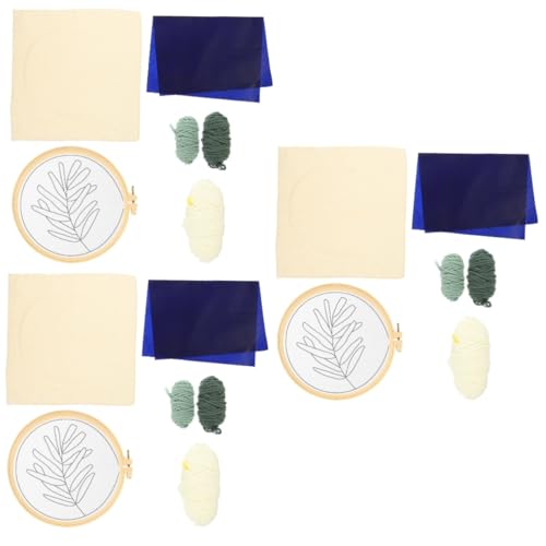 LALAFINA 3 Sätze Materialpaket für Stempelstickerei sticken anfänger set embroidery set DIY-Handarbeitsset Rätsel Stand Nähsets für unvollendete Kreuzstiche Baumwolle von LALAFINA