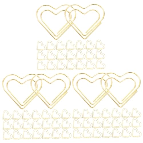 LALAFINA 3 Sätze Papier Marketing Dreieckige Büroklammern Lichter Mit Fotoclips Zwischenablage Befestigungselemente Office-dokumentenklammern Pastell Chip-clips Metall Golden 100 Stück * 3 von LALAFINA