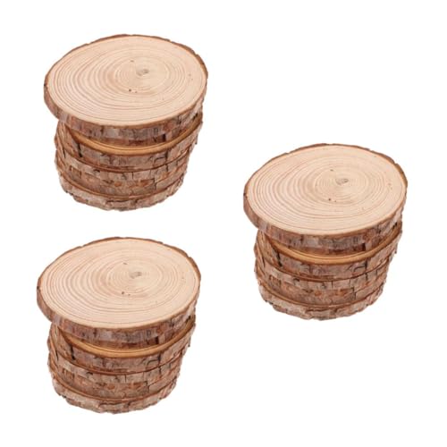 LALAFINA 3 Sätze Runde Holzspäne Holzuntersetzer Zum Basteln Holzrunden Für Mittelstücke Leere Holzscheiben Natürliche Holzscheiben Holzkreise Zum Basteln Kiefernholz Brown 10 Stück * 3 von LALAFINA