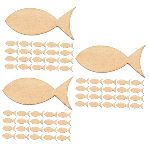 LALAFINA 3 Sätze Unfertige Holzschilder Bastel Materialien Meeresausschnitte Mini-spielzeugboote Unfertige Diy-fischausschnitte Malen Ausschnitt Massiver Fisch Aus Holz 200 Stück * 3 von LALAFINA