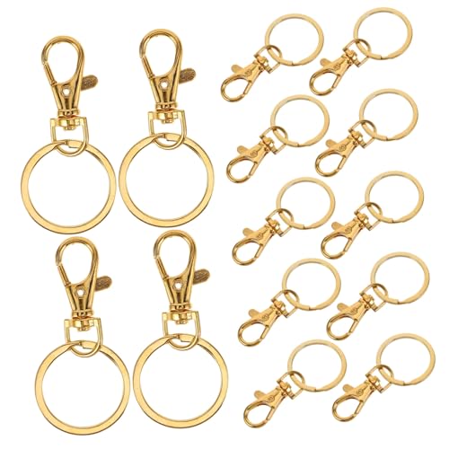 LALAFINA 30 Stück Karabinerverschlüsse Schlüsselanhänger Ringe Für DIY Handwerk Schlüsselanhänger Zubehör Gold Schlüsselanhänger Mit Drehbarem Auslöser Clip Metall Schlüsselanhänger Charms von LALAFINA