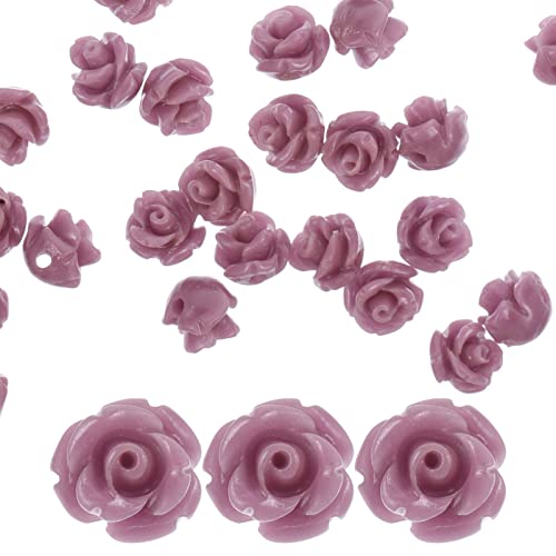 LALAFINA 30st Blumenperlen Rocailles Handgefertigter Schmuck Perlen Für Armbänder Geschnitzte Farbe Rosenblüten Perlen Haarschmuck Mit Blumen Haarschmuck Perlen Violett Harz von LALAFINA