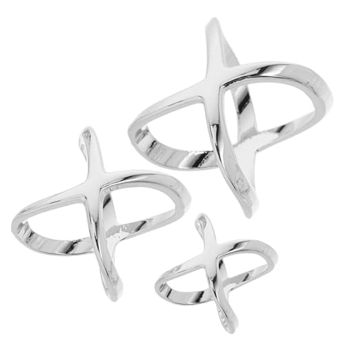 LALAFINA 3St Schalring x-Ring Schal-Ring-Clip Broschenclip Ringklammern für Eheringe Daumenring aus Sterlingsilber Fischring Schnallenschal x Ringe für Damen Schalnadel Legierung Silver von LALAFINA