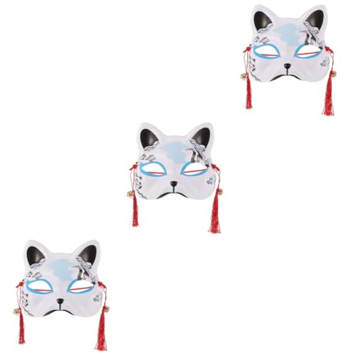 LALAFINA 3st Katze Gesichtsmaske Therische Maske Katzenmaske Kitsune-cosplay Abschlussball Maske Süße Maske Halbmaske Wolfsmaske Kabuki-maske Tierische Maske Kostüm Maske Fuchsmaske Pvc von LALAFINA