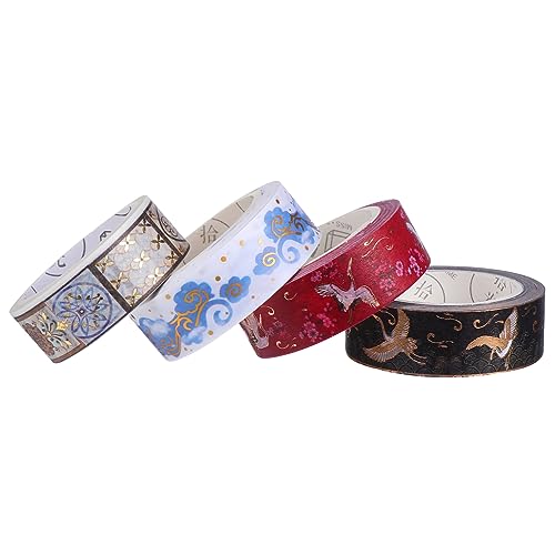 LALAFINA 4 Rollen Heißpräge-Washi-Tape buch dekoration scheckheft the washi tape wandverkleidung Dekorative Klebebänder Geschenkverpackungsband dekoratives klebeband selber machen Papier von LALAFINA