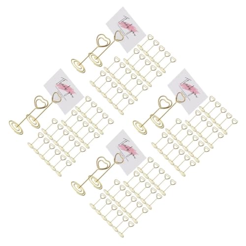 LALAFINA 4 Sätze Esstisch-nummernhalter Büro Hochzeit Tischnummernhalter Tischnummernständer Tischnummer Steht Bildhalter Für Tische Memohalter-clip Fotoständer Metall Golden 40 Stück * 4 von LALAFINA