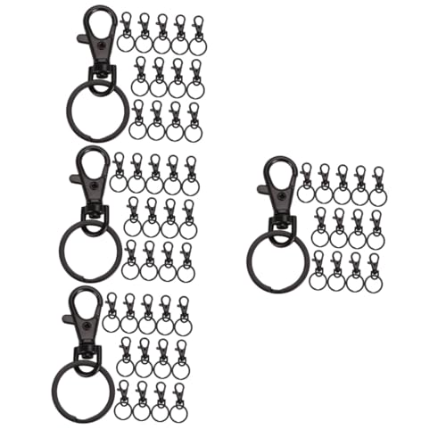 LALAFINA 4 Sätze Karabiner Schlüsselanhänger Ringe Klaue Bausätze Verschlüsse Kette Bastelbedarf Carabiner Hook Schlüsselbundclips Schlüsselanhänger Hakenclip Metall Black 15 Stück * 4 von LALAFINA