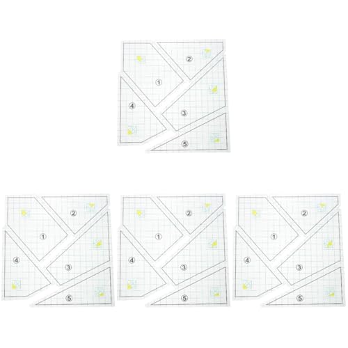 LALAFINA 4 Sätze Patchwork-lineal Klares Lineal Quiltlineale Kleidung Lineale Herrscher Der Schneiderei Quiltschablonen Nählineale Und Hilfslinien Quilten Von Quadraten Plastik 5 Stück * 4 von LALAFINA