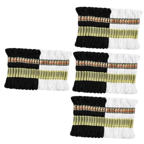 LALAFINA 4 Sätze Schwarz-weiß-kreuz Stich Faden Embroidery Thread Sewing Accessories Kreuzstichpackungen Faden Zum Nähen Farbiges Nähgarn Handgefertigtes Nähset Polyester 24 Stück * 4 von LALAFINA