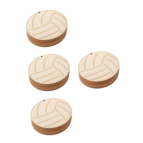 LALAFINA 4 Sätze Volleyballanhänger Aus Holz Das Etikett Dekoration Bastelset Volleyball-ornamente in Großen Mengen Diy Hängeetiketten Volleyball-partygeschenke Volleyball-handwerk von LALAFINA