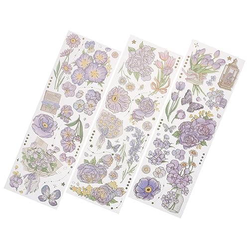 LALAFINA 5 Blumen Stempelaufkleber Journaling Aufkleber Planer Aufkleber Ästhetische Aufkleber Scrapbooking Aufkleber Buchzubehör Buchaufkleber Buchaufkleber Klebeband Kleine Aufkleber Das von LALAFINA