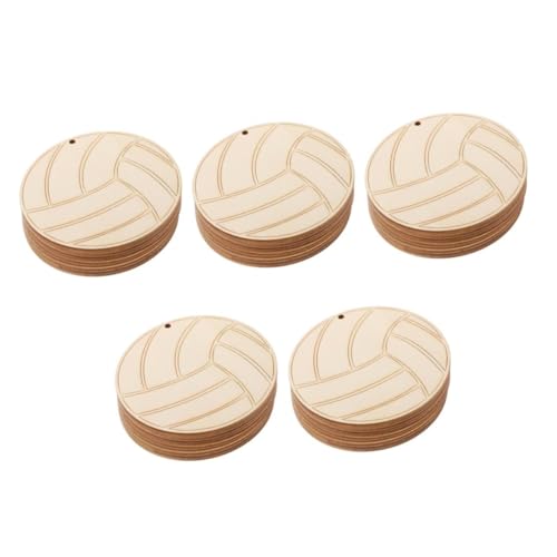 LALAFINA 5 Sätze Volleyballanhänger aus Holz volleyball geschenkideen Volleyball Ideen bastelset das Etikett Volleyball-Partydekorationen DIY Hängeetiketten Volleyball-Handwerk von LALAFINA