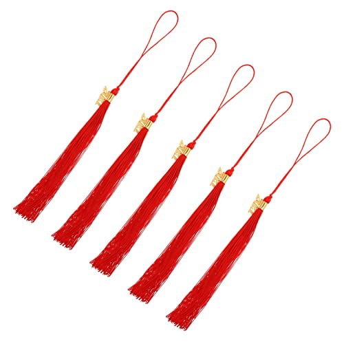 LALAFINA 5 Stück 2020 2021 Quastenanhänger Abschluss-Ehrenquaste einstellbar Vor Glückwunsch bookmarks book marks tags Abschlusshut hängende Quaste Abschluss liefert Polyester rot von LALAFINA