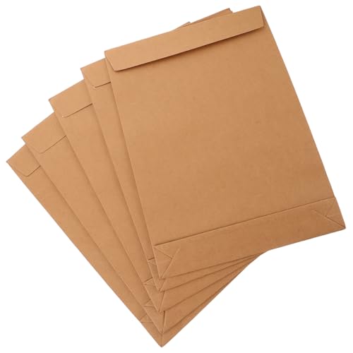 LALAFINA 5 Stück Kraftpapier Dokumententaschen Selbstklebende Umschläge Kraft Einzelhandelstaschen Umschlag Versandtaschen Wiederverwendbar Büroordner Kraftpapiertüten Umschlag von LALAFINA