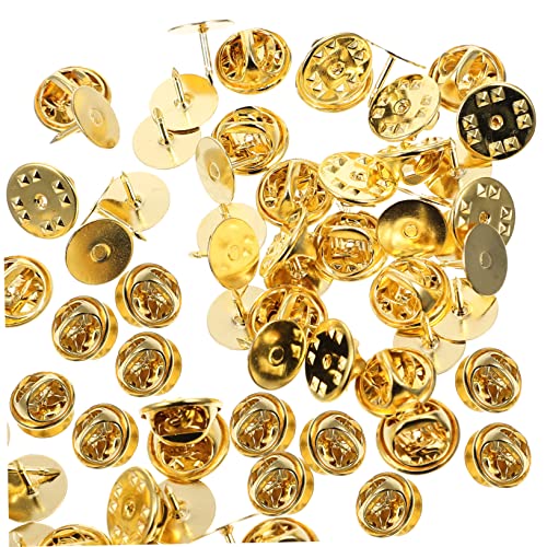 LALAFINA 50 Sätze Schmetterlingsnadel Schmetterling-Pin-Rücken Pin-Back-Ersatz abstecknadeln brosche pin bastelset schmuck Pin-Backs-Verriegelung Stifte mit Kupplung zurück Kupfer Golden von LALAFINA