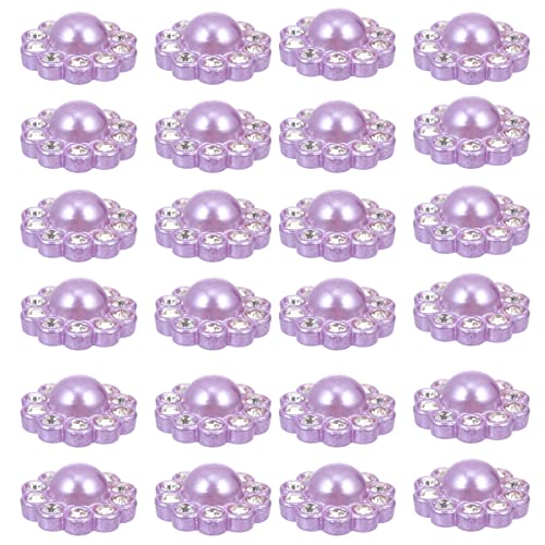 LALAFINA 50 Stück Diamantbesetzte Perlenknöpfe Bastelknopf Strass-Knöpfe Anzugknopf Knöpfe für Babyjacken handmade knöpfe perlmuttknöpfe kreative Knöpfe Mehrzwecktasten Harz Violett von LALAFINA