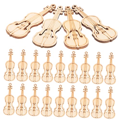 LALAFINA 50 Stück Violine-Anhänger Unvollendete Holzstücke Musikring Violine Geige selber bauen Geige ausgeschnitten Ausschnitte Ornamente kleine Geige leere Holzscheiben Holzscheibe Stütze von LALAFINA