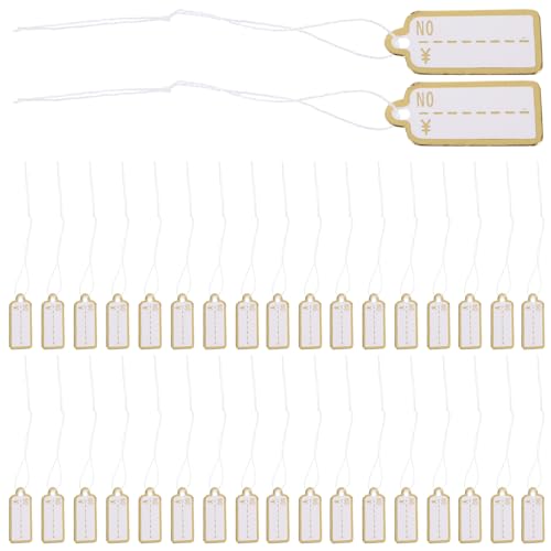 LALAFINA 500 Stück Kabeletiketten Schlüsselanhänger Mit Etiketten Mini-etiketten Thermoetikettenband Schmuckanhänger Zum Verkauf Preisschilder Für Kleidung Stichworte Baumwollfaden Golden von LALAFINA