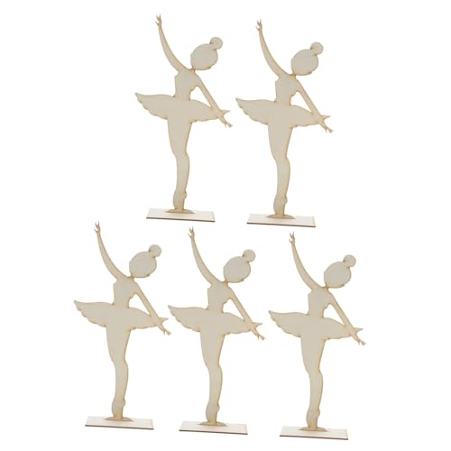 LALAFINA 5Pcs Clay Blade Bauble Dice Girl Dekoration Mädchenpapier Schneidung Unvollendete Tanzdekor Underfinished Tänzerin Ballet Home Decor Ballet Silhouette Ausschnitte Holz von LALAFINA