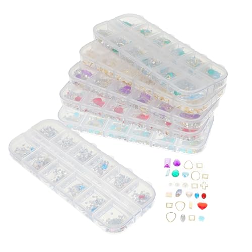 LALAFINA 6 Boxen Mit 12 Fächern Nail Art Strasssteine Gemischte Perlen Und Glitzer Rhinestones Für DIY Maniküre Schimmernde Nail Art Dekoration Für Damen Und ädchen von LALAFINA