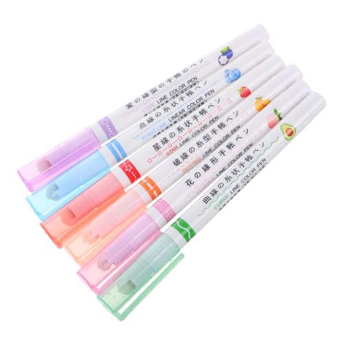 LALAFINA 6 Stücke Pastell Marker Für Erwachsene Färbung Ästhetischen Highlighter Marker Mehrfarbige Stifte Für Kinder Studenten Schule Liefert von LALAFINA