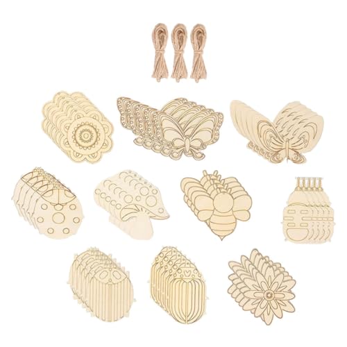 LALAFINA 60 Sets Leere Holzspäne DIY Graffiti Chips Holz Zum Basteln Graffiti Holzscheiben Holzornamente Zum Basteln Unfertiges Holz DIY Ausschnitte Holzhandwerk Unfertige von LALAFINA