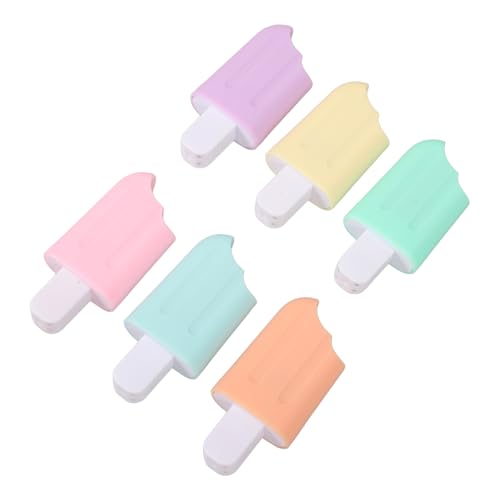 LALAFINA 6Pcs Fluoreszenzmarker Stift Eis Eis Am Stiel Marker Highlighters Verschiedene Farben Ästhetische Highlighter Farbige Highlighter Ice Cream Highlighter Pastell Highlighter von LALAFINA