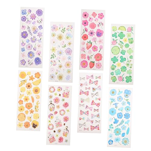 LALAFINA 8 Blätter Blumenkristallaufkleber Journaling-aufkleber Sortiert Scrapbooking-aufkleber Sammelalbum Scrapbook-aufkleber Aufkleber Für Blumenaufkleber Selber Machen Pvc von LALAFINA