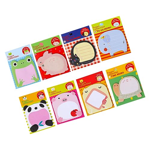 LALAFINA 8Pcs Niedlicher Cartoon-Tier-Notizblock Textmarker in verschiedenen Farben Markieren sehen bürozubehör bürogadges Cartoon-Notizblock im Taschenformat Notizblock für Taschen Papier von LALAFINA