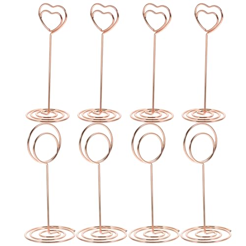 LALAFINA 8St Desktop-Notizhalter Staffeleien Ort schreintischorganizer schreibtisch organiser bilderrahmen Tischkartenhalter Bildhalter für Tafelaufsätze Aluminiumlegierung Rose Gold von LALAFINA