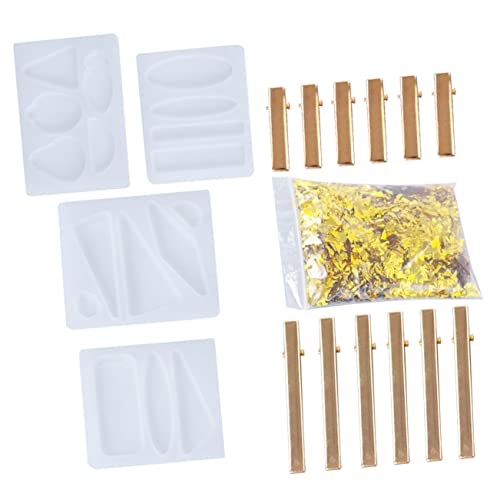 LALAFINA DIY Haarspangen Form Set Epoxidharz Gießform Für Handgefertigte Haarclips Inklusive 6 Goldene Und Und Einer Packung Goldener Muschelpapier Ideal von LALAFINA