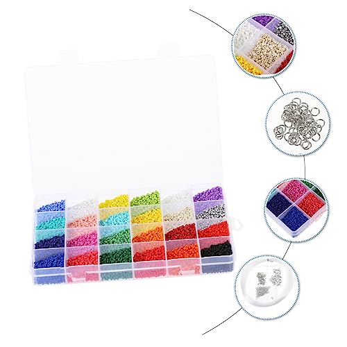 LALAFINA DIY Handgemachte Zubehör 24er Box Mit 24000 Glasperlen Spacer Beads Für Schmuck Basteln 2mm Delicate Beads Für Armbänder Und Halsketten Bunte Loose Beads von LALAFINA