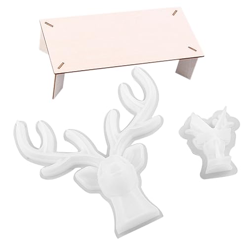 LALAFINA DIY Silikonformen Für Dekoration Von Geweih Ornamenten Set Mit Antlers Gießformen Und Inklusive Holzständer Für Kreative Bastelprojekte Und Heimdekoration von LALAFINA