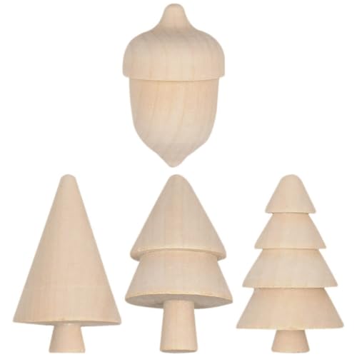 LALAFINA DIY Weihnachtsbaum Set Aus 4 Teiliges Set Mit 3 Verschiedenen Handgemalten Weihnachtsbäumen Und 1 Neuem Eichel Perfekte Weihnachtsbaum Deko Für Und von LALAFINA