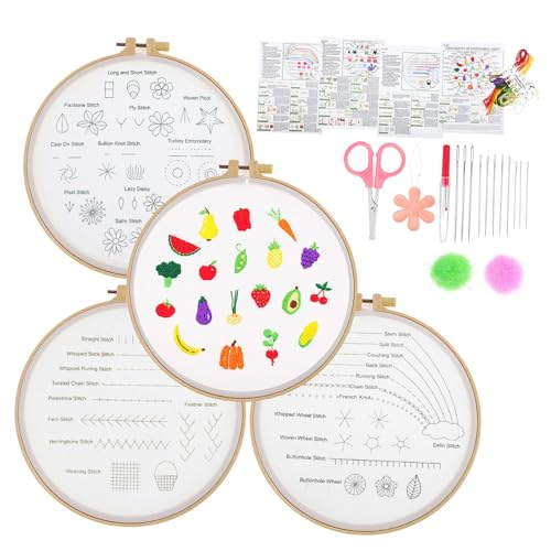 LALAFINA Einsteiger Stickset Für Erwachsene Komplettes Stickmaterial Kit Mit Stickrahmen Und Mustern Einfaches DIY Stickerei Set Für Anfänger Kreatives Handwerksprojekt Für Erwachsene von LALAFINA