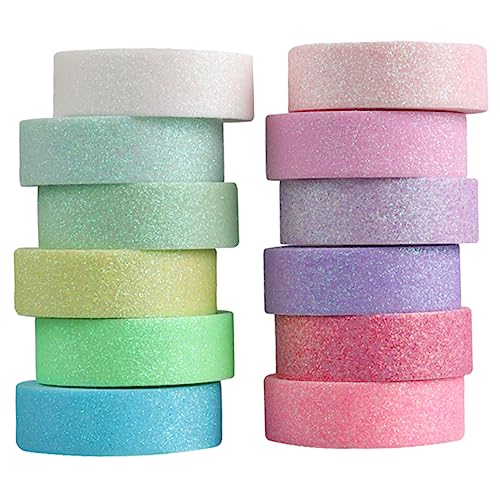 LALAFINA Glitzer Washi Tape Set 15mm Breite Dekoratives Klebeband Für Scrapbooking DIY Projekte Geschenkverpackung Und Kreative Dekoration 12 Farben von LALAFINA