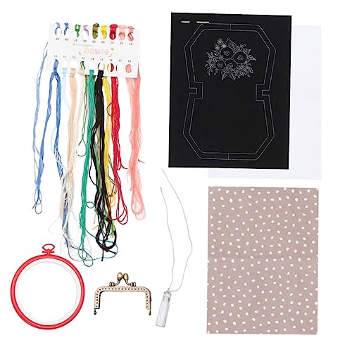 LALAFINA Handarbeitswerkzeuge Stickset Einfach Stickgarn Sticknadeln Stickerei-geldbörsen-kit Stickerei-kits Basteln Für Erwachsene Stickfaden Stickmotive Kreuzstich-set Stickmaschine Black von LALAFINA