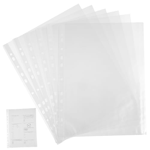 LALAFINA Klarsicht Ablagehüllen 11 Loch Dokumenten Und Schutzhüllen Transparente Binder Sleeves Für Büro Und Schule Mittlere Dicke Ideal Für Die Aufbewahrung Von von LALAFINA