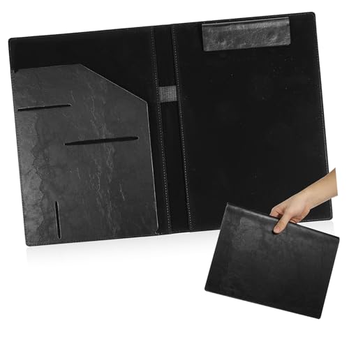 LALAFINA Ordnerschiene Notizblockhalter Folio-dokument-organizer Ordner-organizer Binder Zwischenablage Portfolio-notizbuch Geschäftsordner Faltbares Klemmbrett Portfolio-ordner Black Pu von LALAFINA