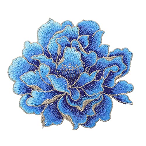 LALAFINA Pfingstrosen-stickpatch Blumen- Künstliche Blumen Flicken Für Bekleidung Filzstoff Bestickt Stickerei-stoff Transparenter Schmetterlingsaufnäher Nähen Paillette Abs Polyester Blue von LALAFINA