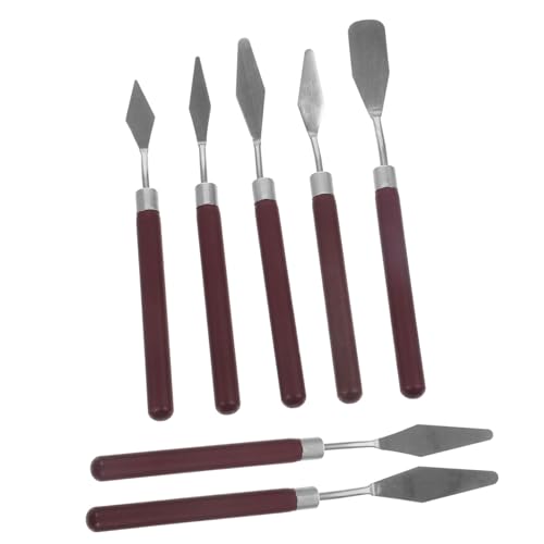 LALAFINA Putty Messer Spachtel Set Spachtel Werkzeug 7 Teiliges Malspachtel Set Mit Holzgriff Professionelle Malwerkzeuge Für ö Und Acrylmalerei Farb Und Mischspachtel Für Künstlerbedarf von LALAFINA