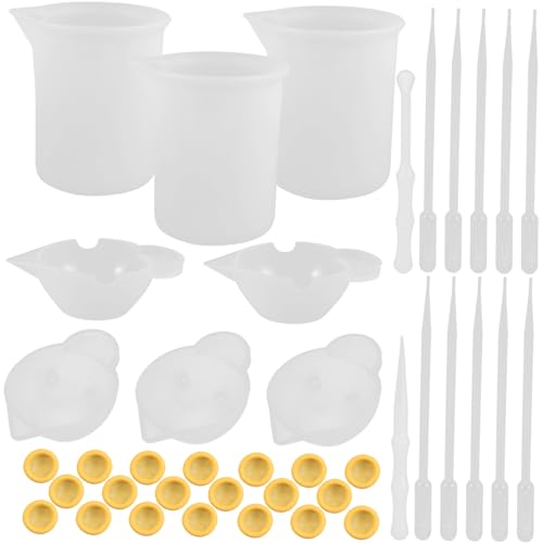 LALAFINA Silikon Messbecher Set Mit Stäbchen 1 Satz Epoxidharz Mischbecher Für Präzises Mischen Von Farben Harzen Und Gießformen Ideal Für Kreativprojekte Und DIY Anwendungen von LALAFINA