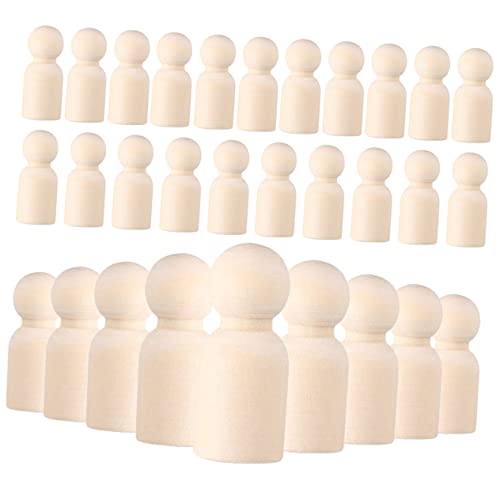 LALAFINA Unbemalte Peg Dolls DIY Holzfiguren Für Kreative Bastelprojekte Ungemalte Puppen Für Dekoration Und Malen 35mm Größe von LALAFINA