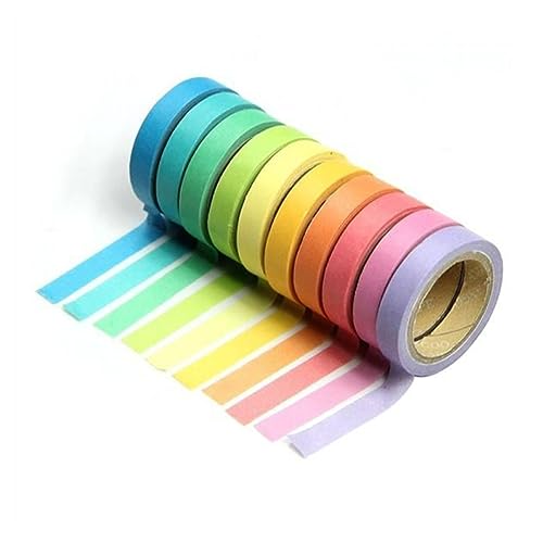 LALAFINA Washi Tape Regenbogenfarben Buntes Dekoratives DIY Klebeband Für Scrapbooking Planer Bastelarbeiten Und Farbige Masking Tape Für Kreative Projekte von LALAFINA